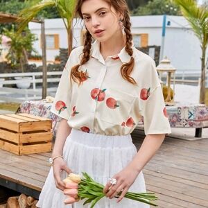 Peach Button-Up Blouse